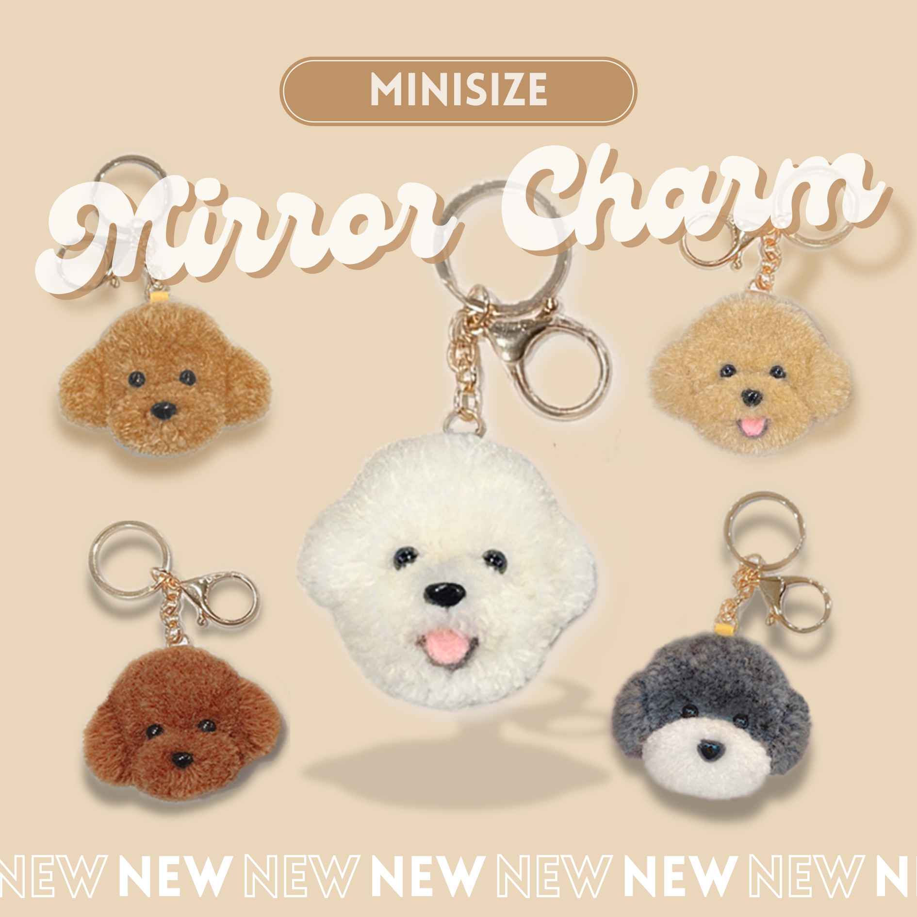 【限定再販】タフティングうちの子ミラーチャーム(ミニ) セミカスタマイズ トイプー&ビションMIX