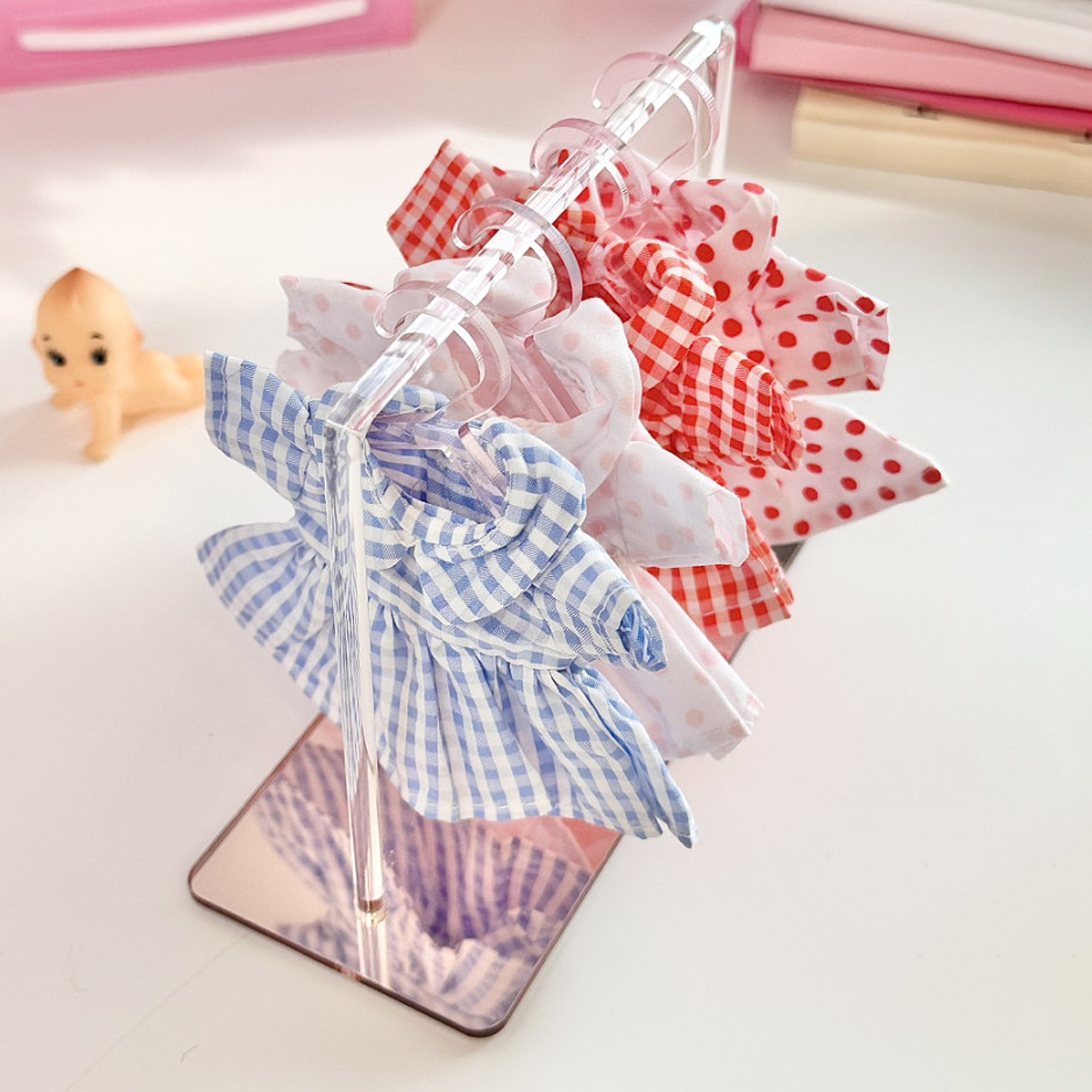 チェックワンピース ぬいぐるみさん用