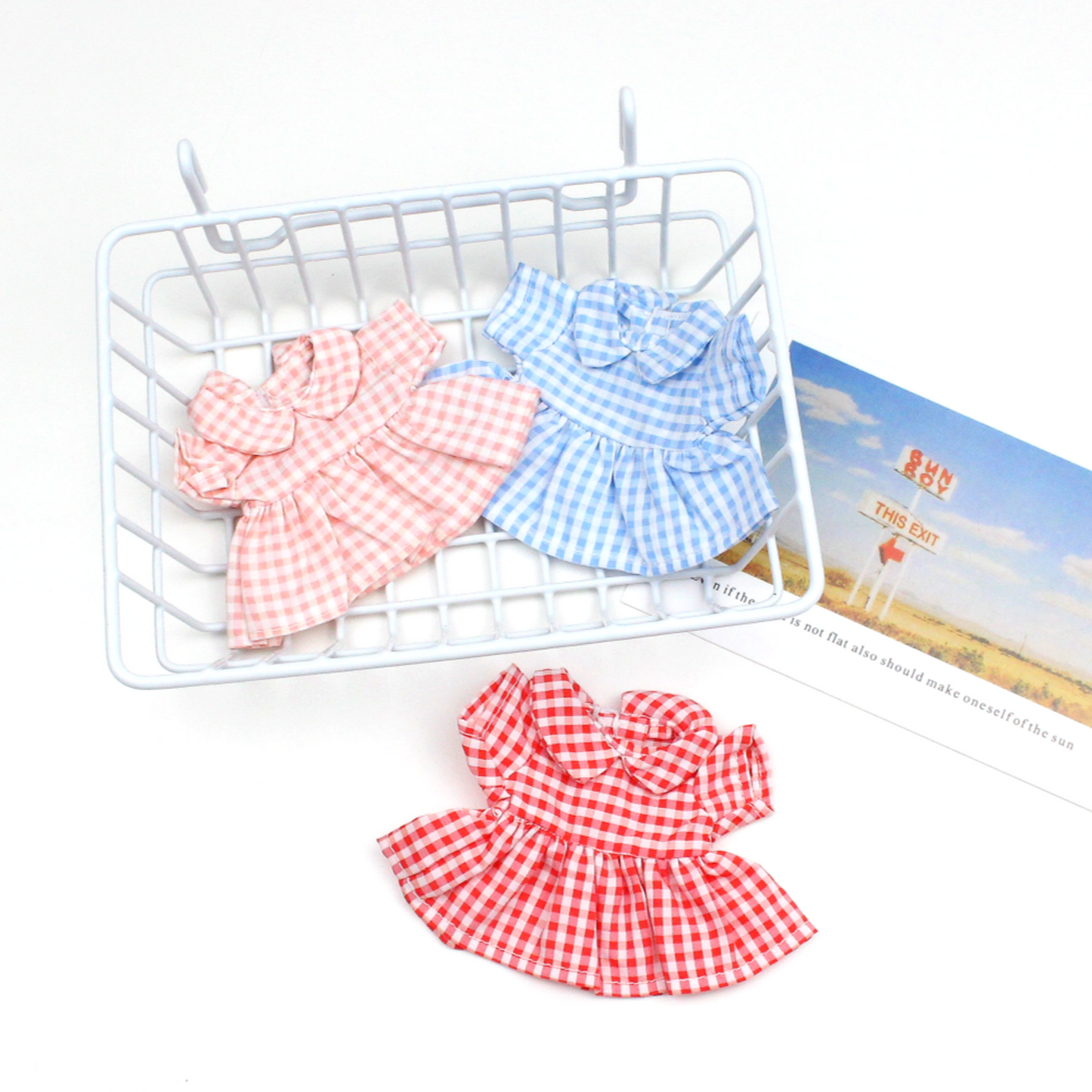 チェックワンピース ぬいぐるみさん用
