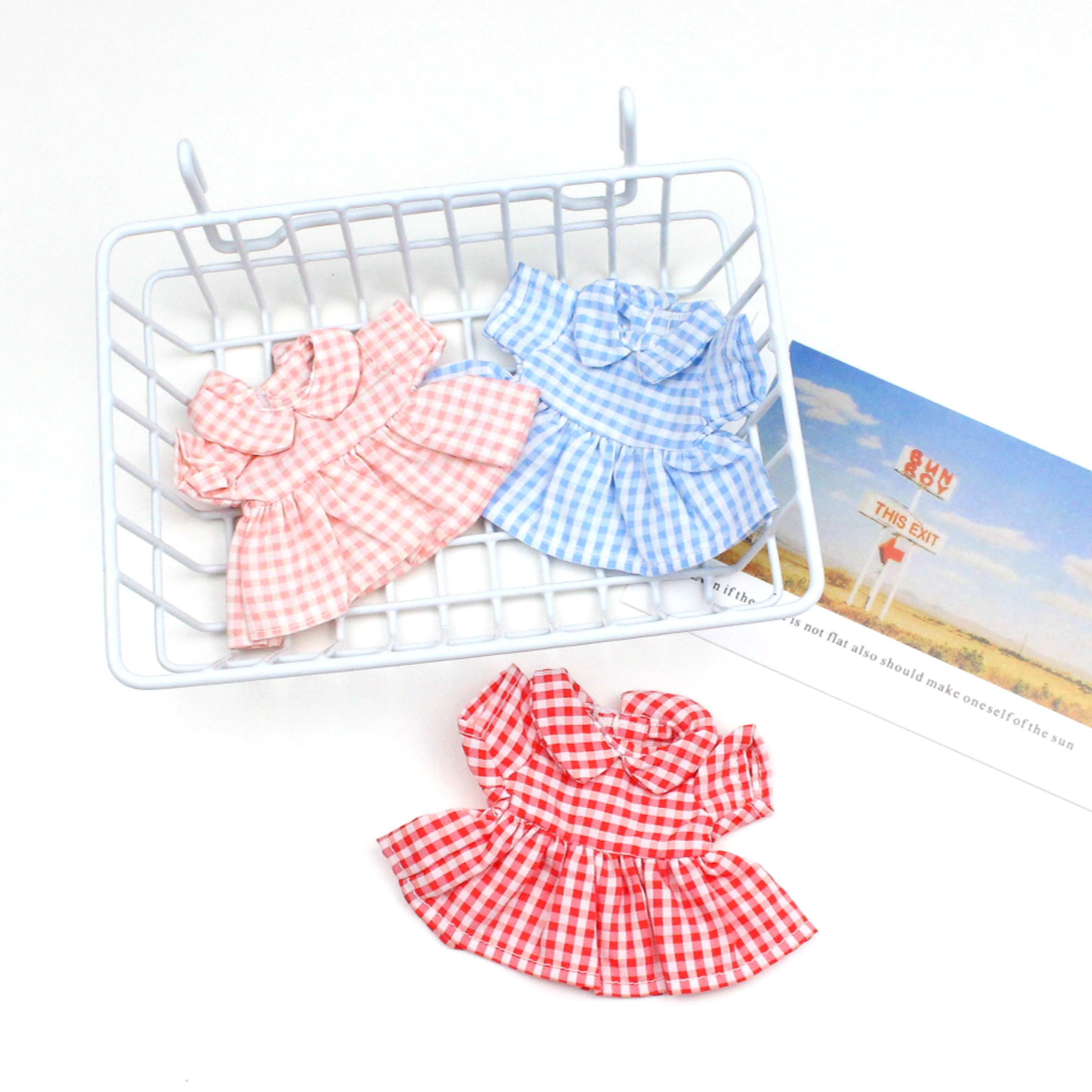 チェックワンピース ぬいぐるみさん用